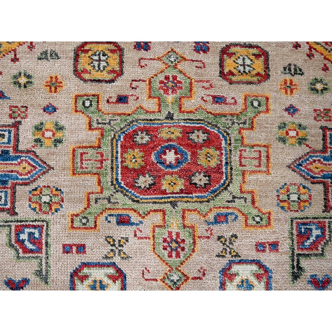 Buttery Brown Geometric Design Wool Hand Knotted Oriental Rug - 8