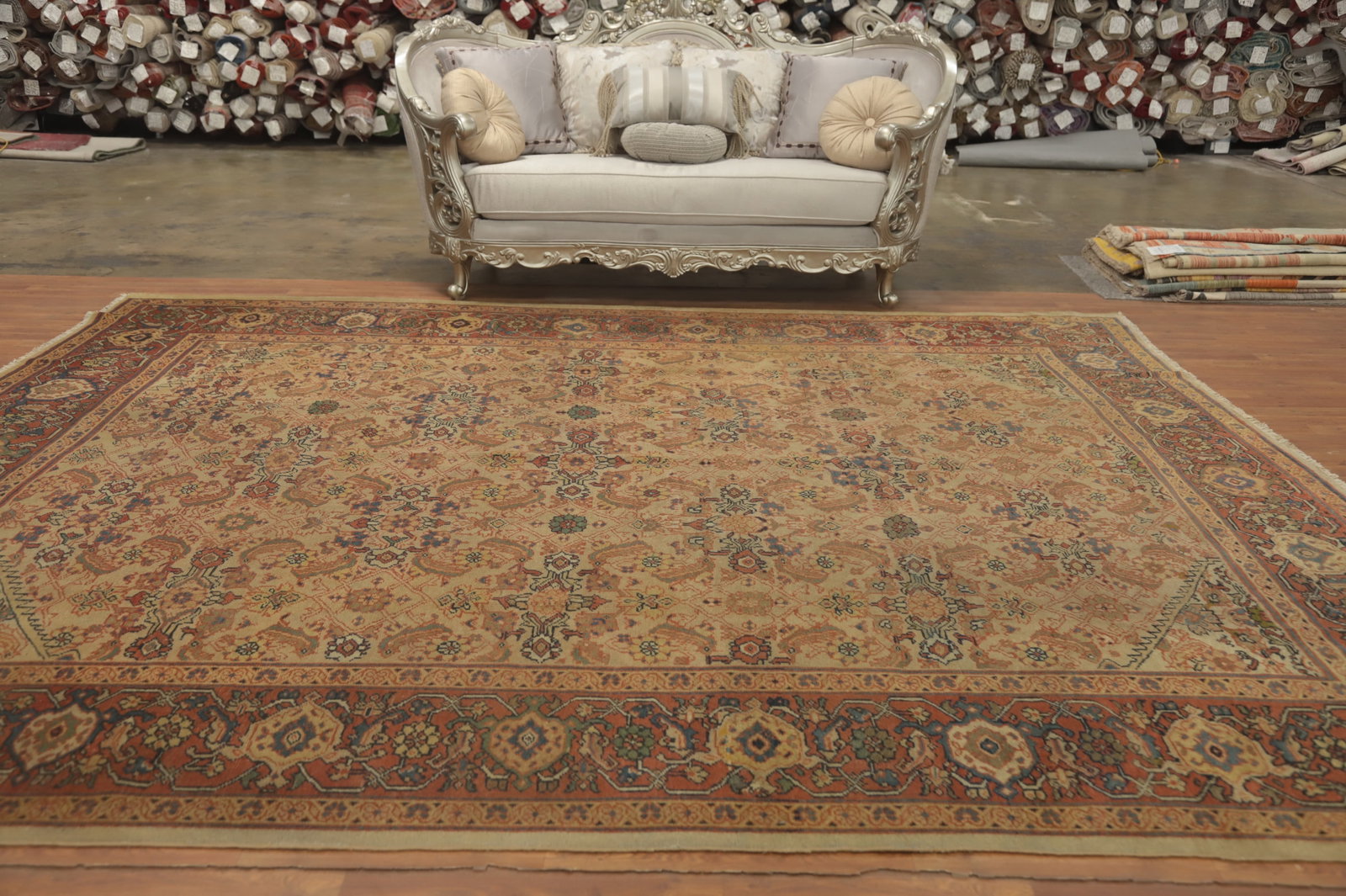 Pre-1900 Masterpiece Sultanabad Vegetable Dye Large Rug 11x12 - 3