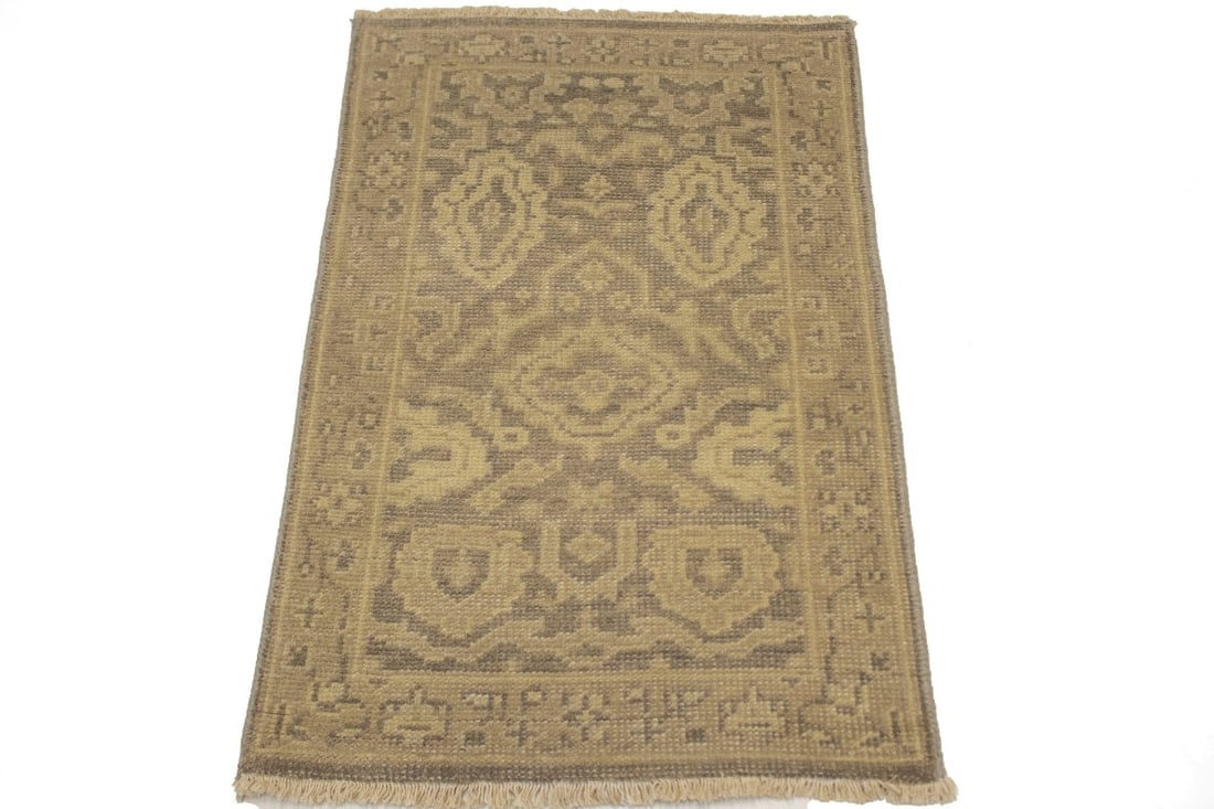 Muted Brown Floral 2X3 Chobi Oushak Oriental Rug - 3