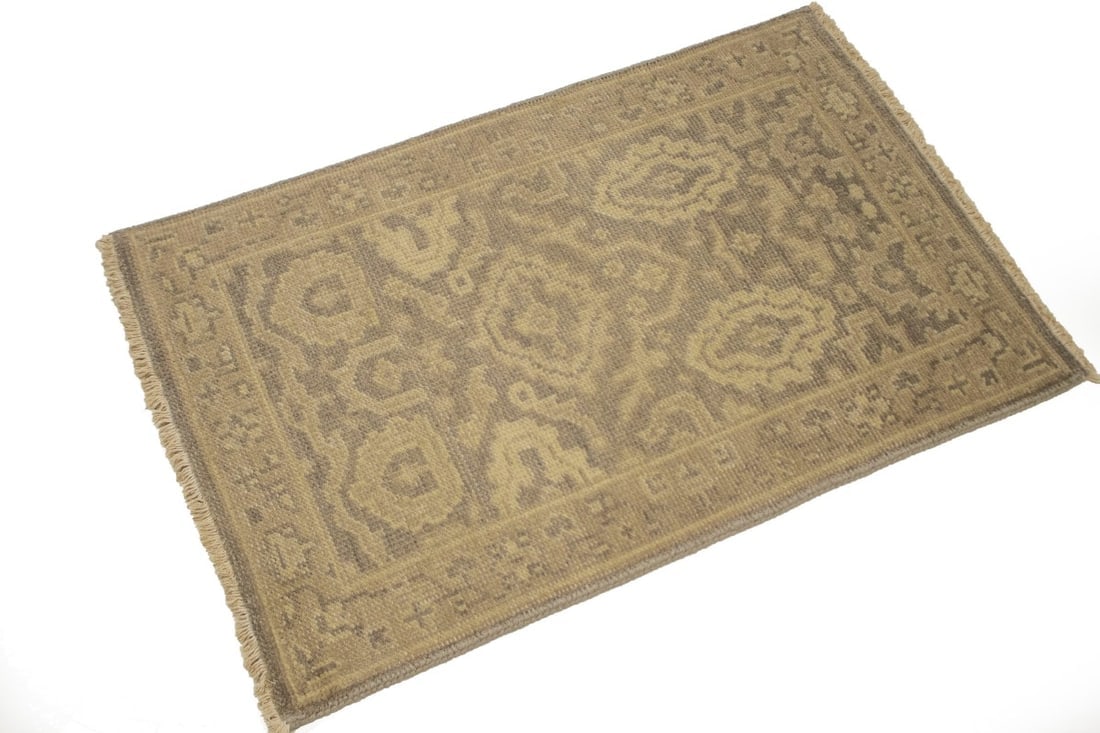 Muted Brown Floral 2X3 Chobi Oushak Oriental Rug - 4