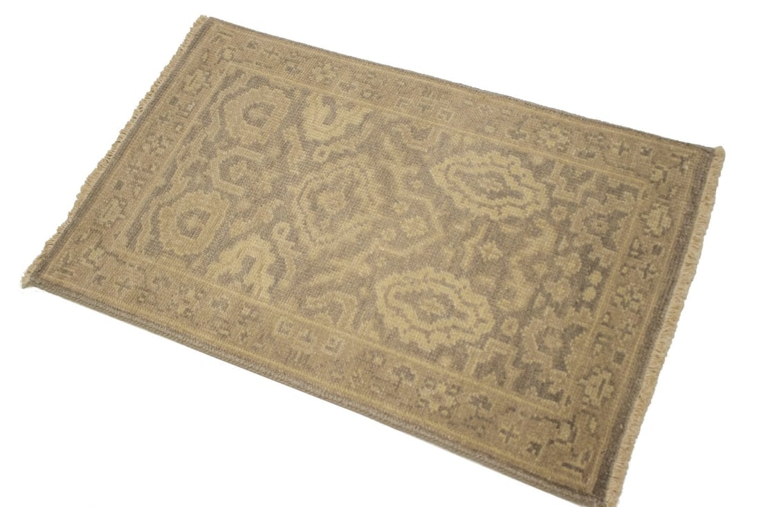 Muted Brown Floral 2X3 Chobi Oushak Oriental Rug - 5