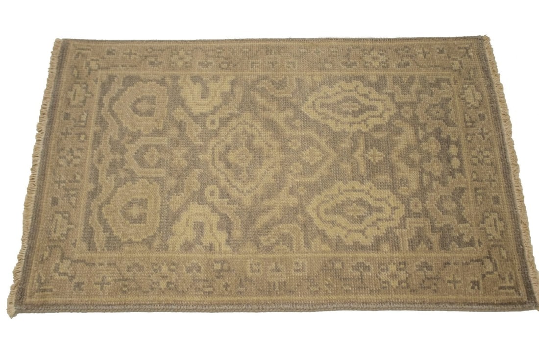 Muted Brown Floral 2X3 Chobi Oushak Oriental Rug - 6