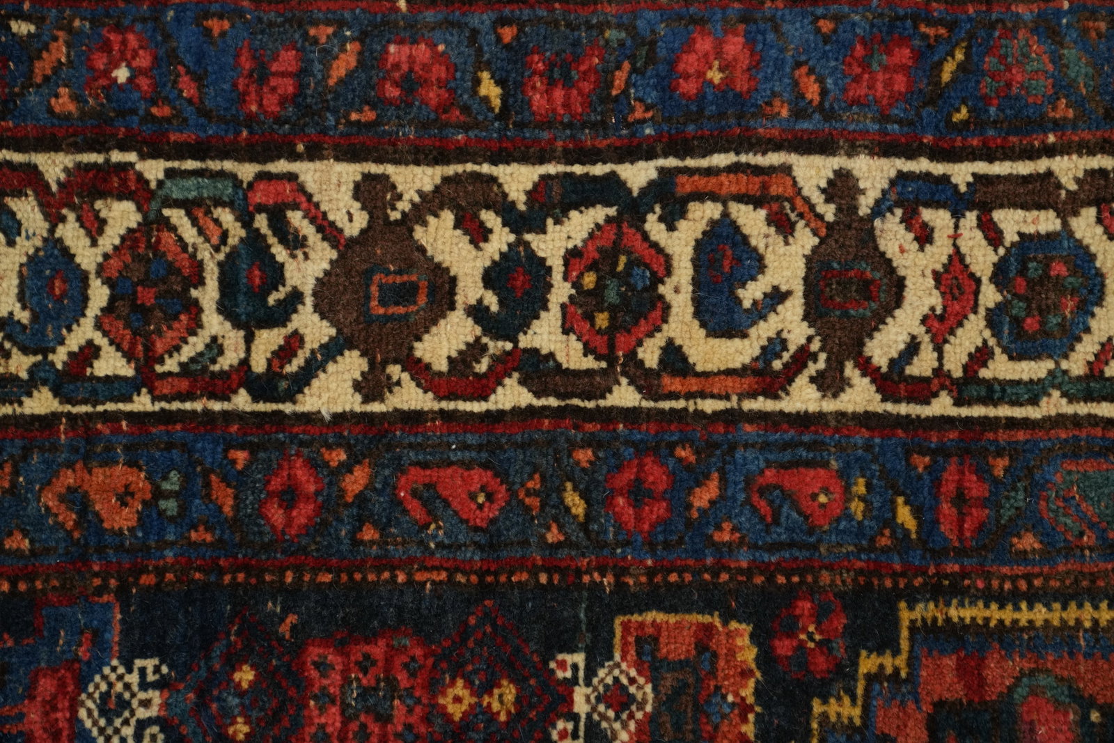 Pre-1900 Vegetable Dye Bidjar Halvaei Persian Runner Rug 4x18 - 7
