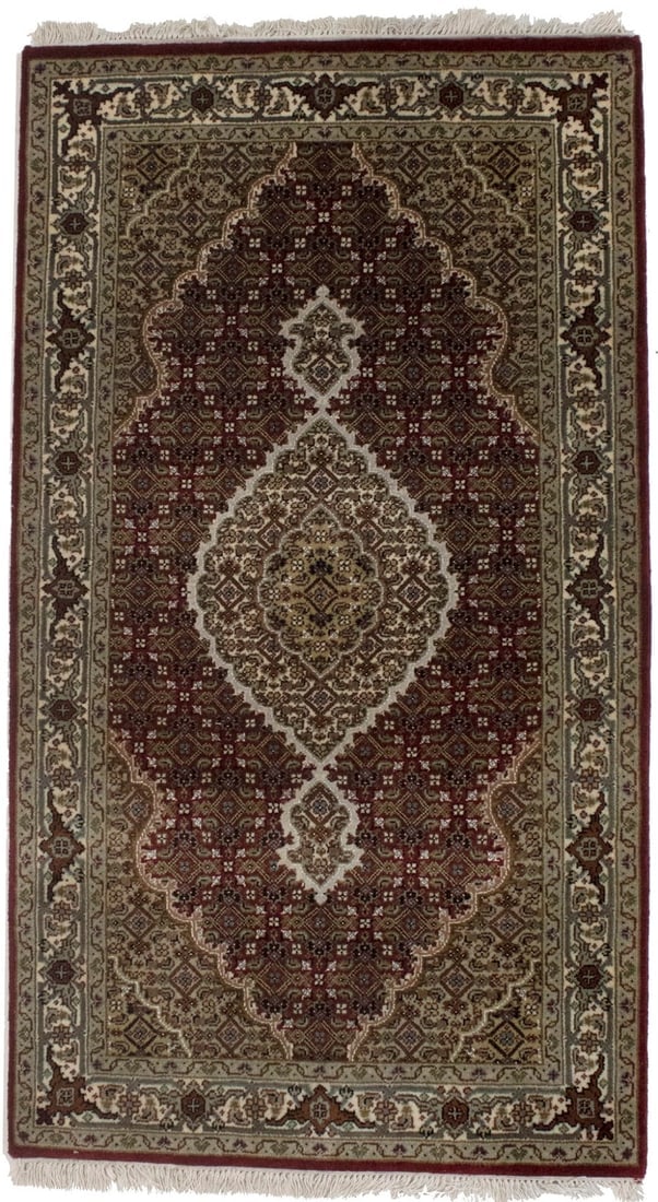 Red Floral Geometric 3X5 Tabriz Fish Mahi Oriental Rug (1 of 9)