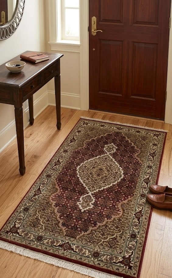 Red Floral Geometric 3X5 Tabriz Fish Mahi Oriental Rug - 2