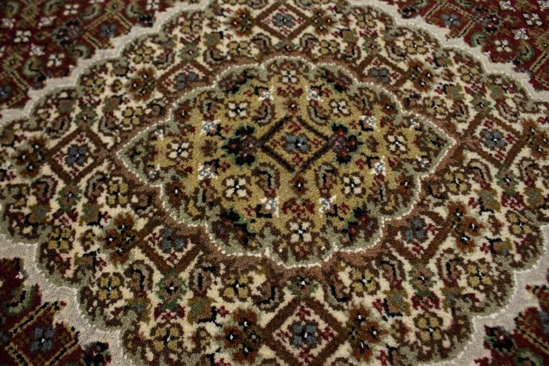 Red Floral Geometric 3X5 Tabriz Fish Mahi Oriental Rug - 8