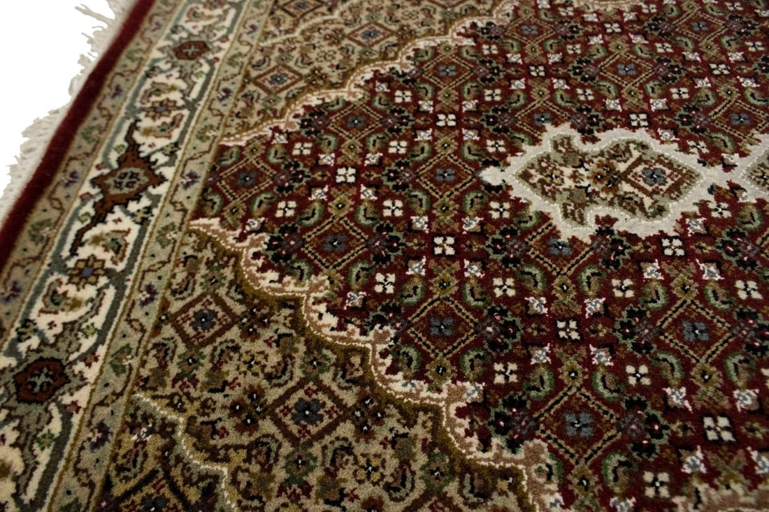 Red Floral Geometric 3X5 Tabriz Fish Mahi Oriental Rug - 9