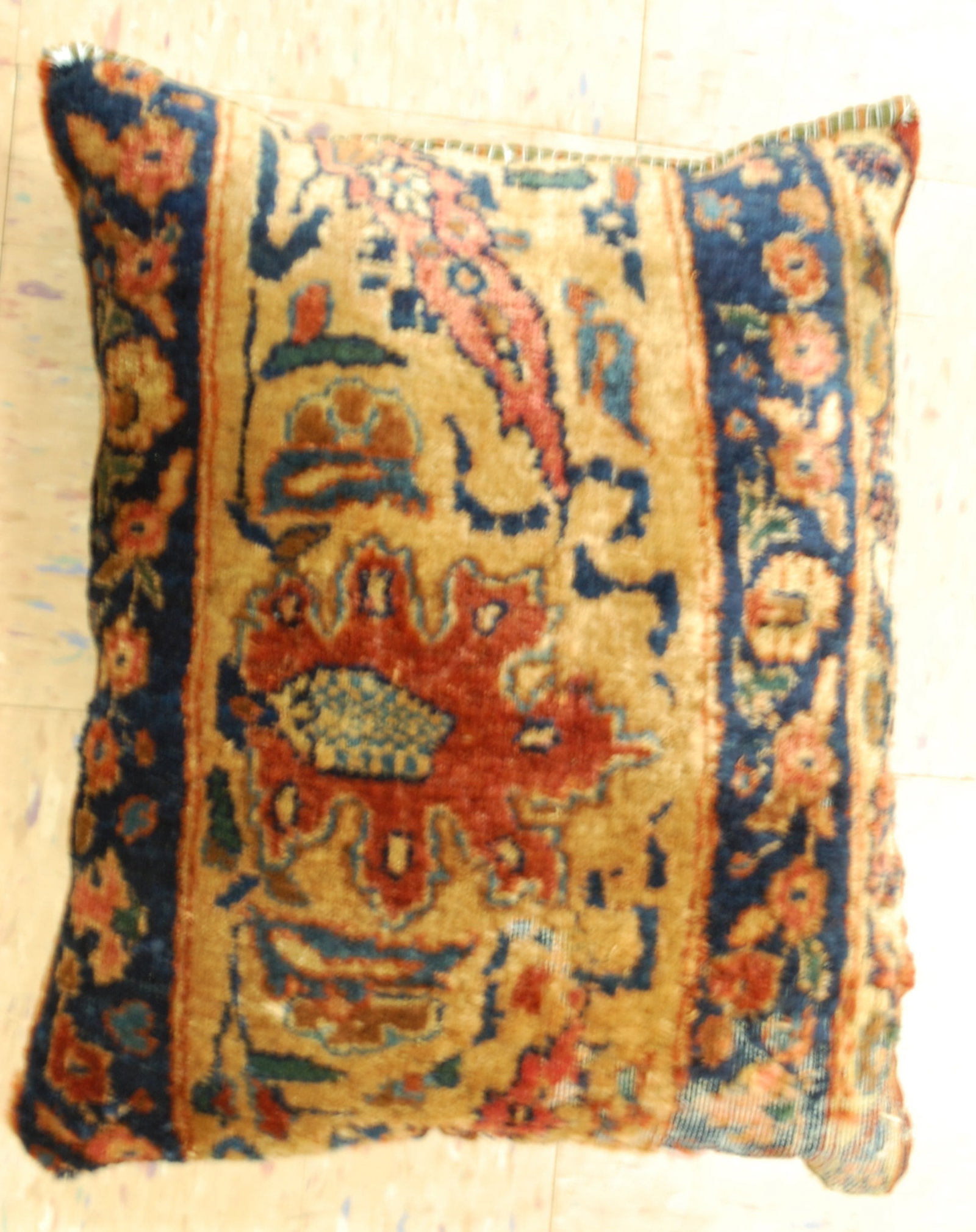 Hand-Made antique rug Pillow Cushion Rug 1'2" x 1' 8": Title:Hand-Made antique rug Pillow Cushion Rug 1'2" x 1' 8" Descritpion:Antique detailed design hand made functional_useable pillow_cushion with exact size of 1'2" x 1' 8" the pillow is filled with po