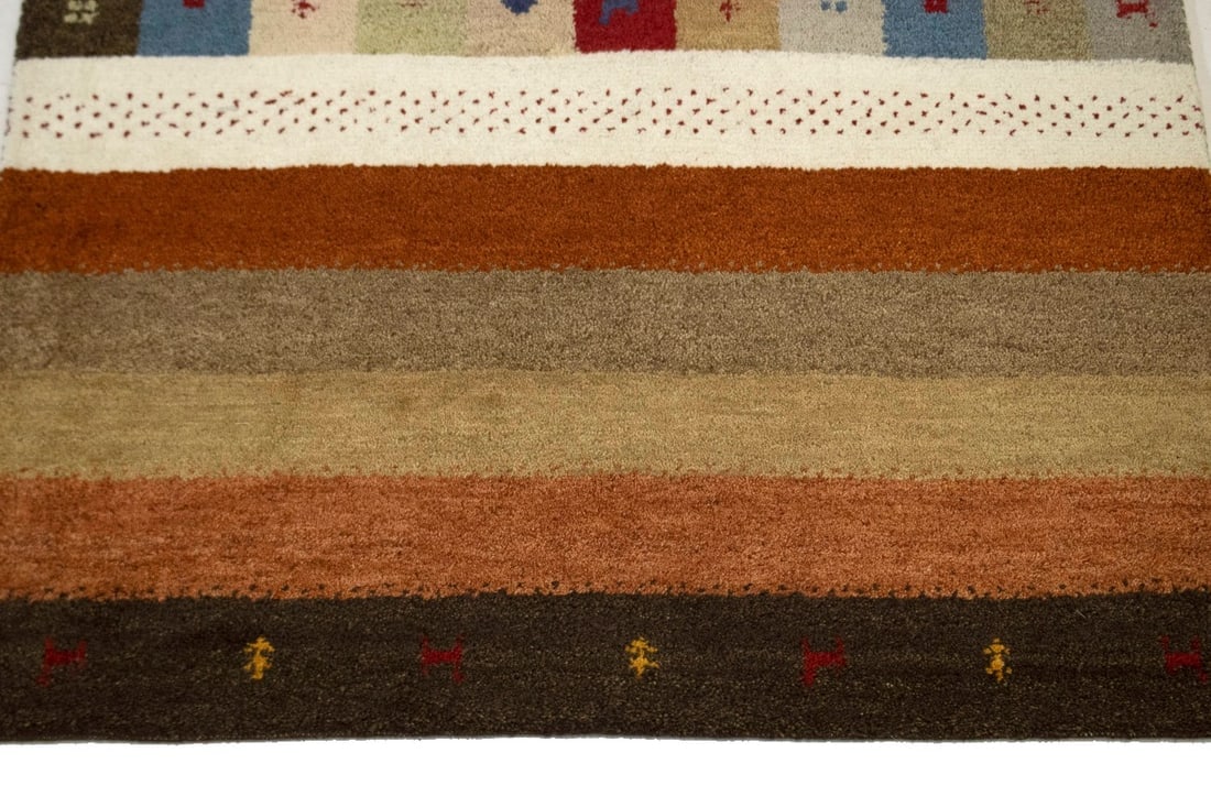 Multicolored Tribal 4X6 Indo-Gabbeh Oriental Rug - 5