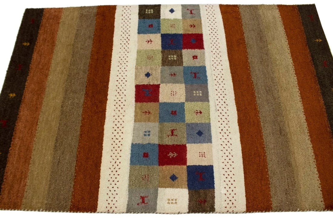 Multicolored Tribal 4X6 Indo-Gabbeh Oriental Rug - 6
