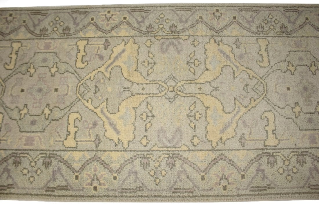 Beige Casual Floral 3X20 Oushak Chobi Oriental Runner Rug - 7