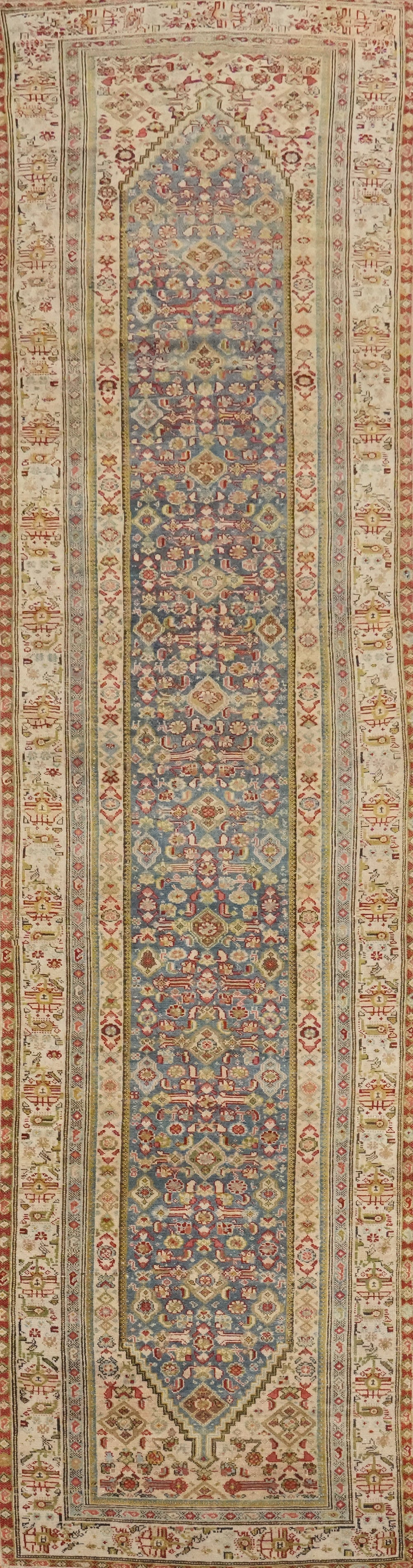 Pre-1900 Vegetable Dye Malayer Persian Runner Rug 3x16 (1 of 16)