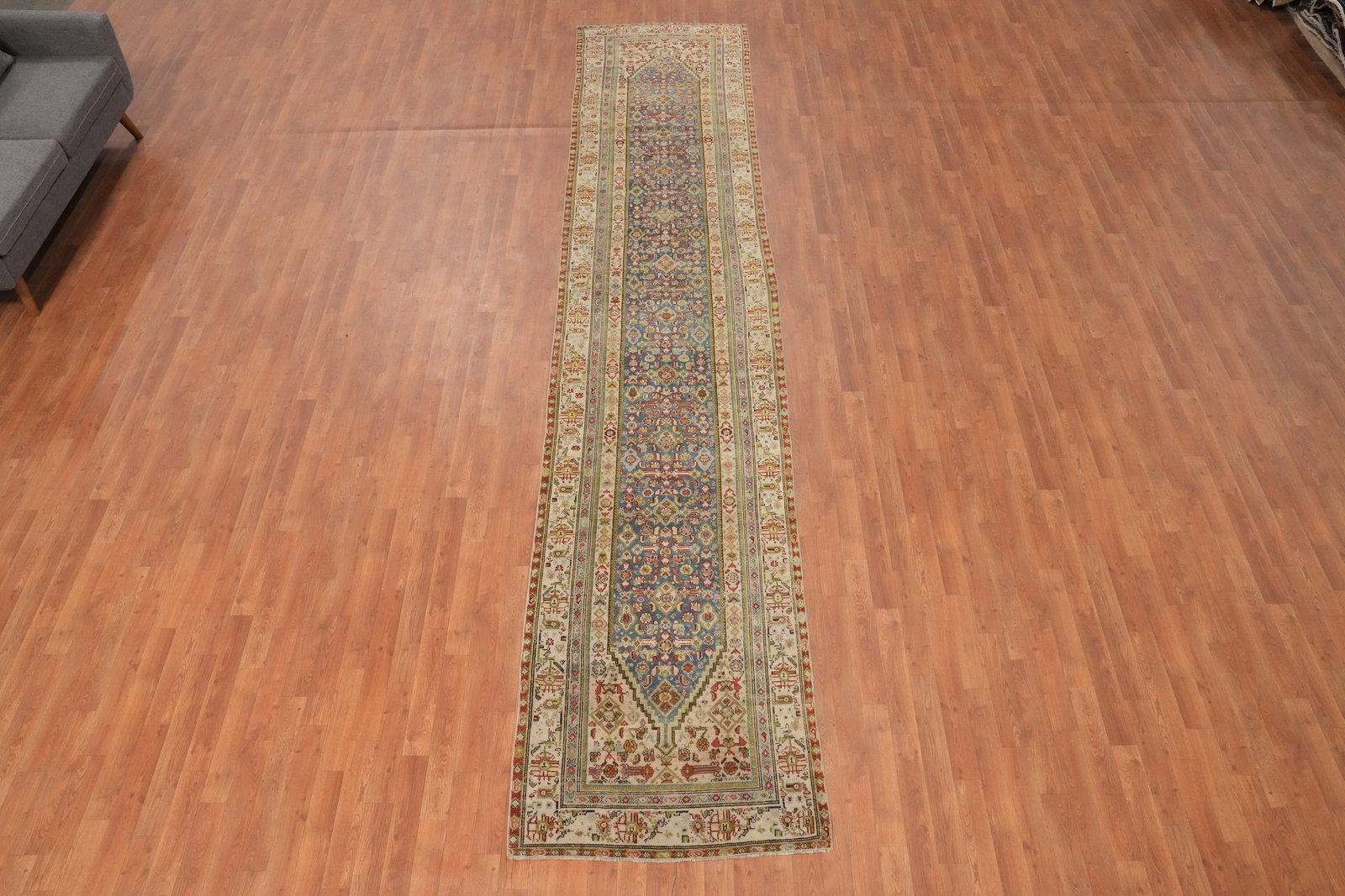 Pre-1900 Vegetable Dye Malayer Persian Runner Rug 3x16 - 2