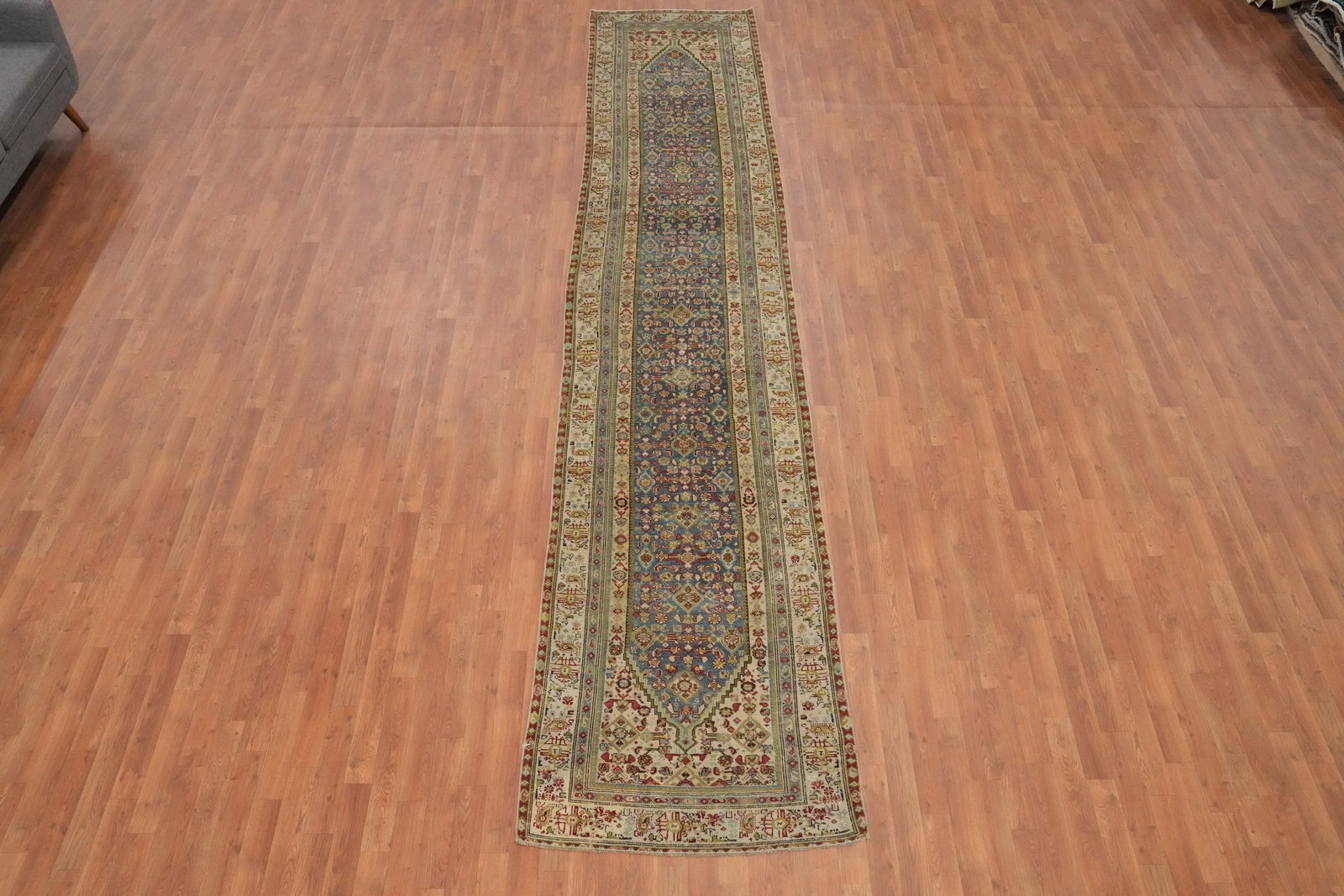 Pre-1900 Vegetable Dye Malayer Persian Runner Rug 3x16 - 4