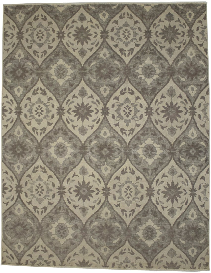 Floral Transitional 8X10 Modern Oriental Rug: Title:Floral Transitional 8X10 Modern Oriental Rug Description :Hand Knotted 8X10 cream oriental rug made with vegetable dyes (fine wool pile and cotton foundation), superior knot count, and appealing