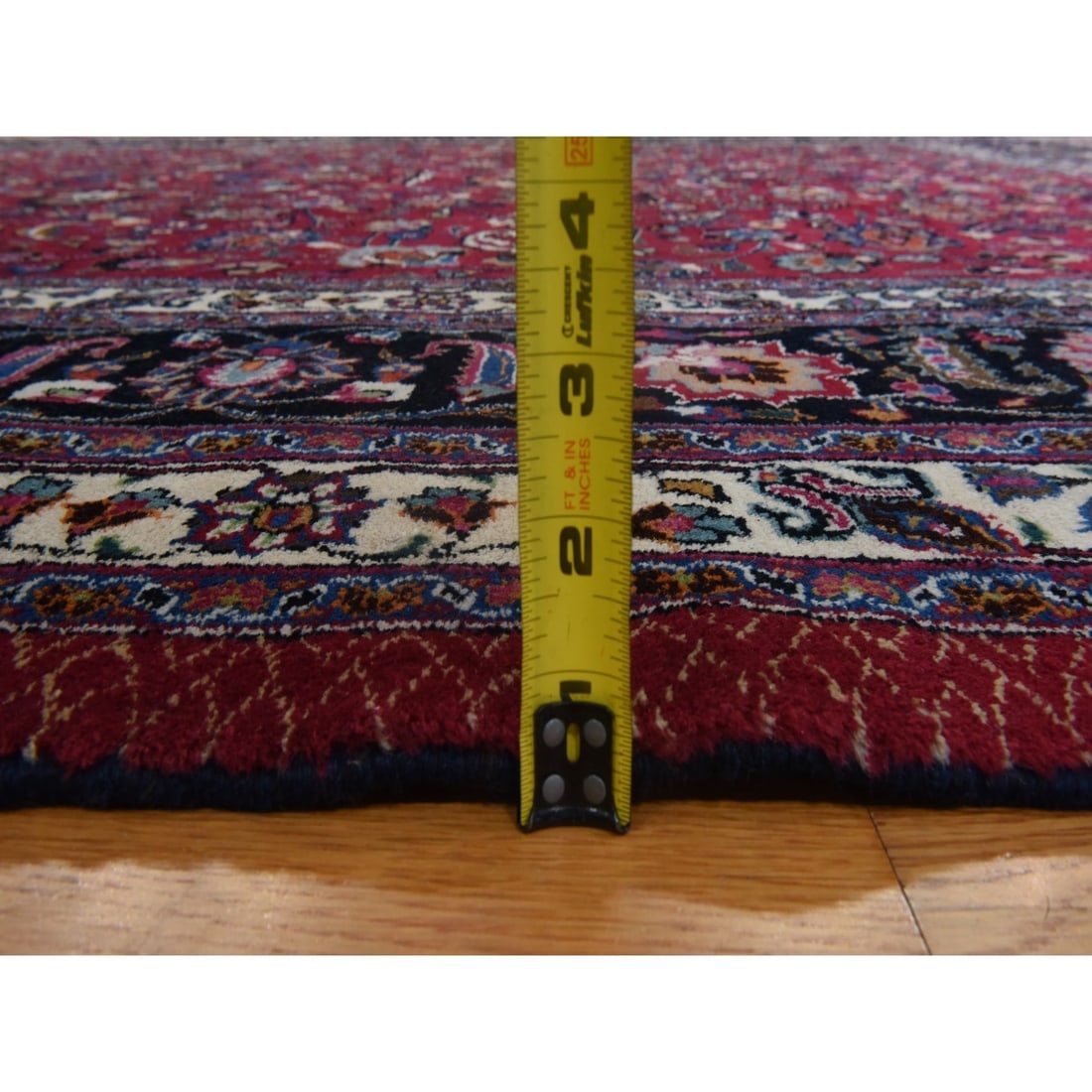 Jazzy Red Persian Meshad All Over Design Hand Knotted Pure Wool Rug - 10