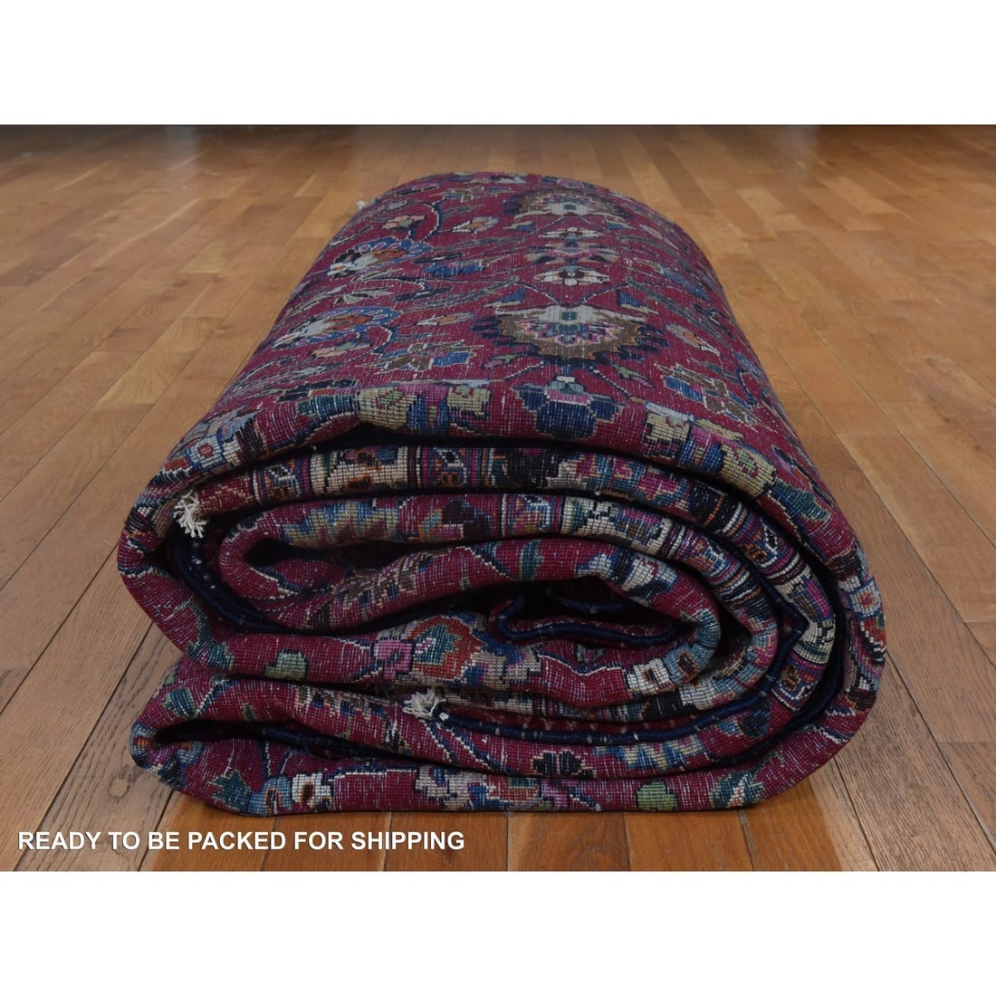 Jazzy Red Persian Meshad All Over Design Hand Knotted Pure Wool Rug - 11