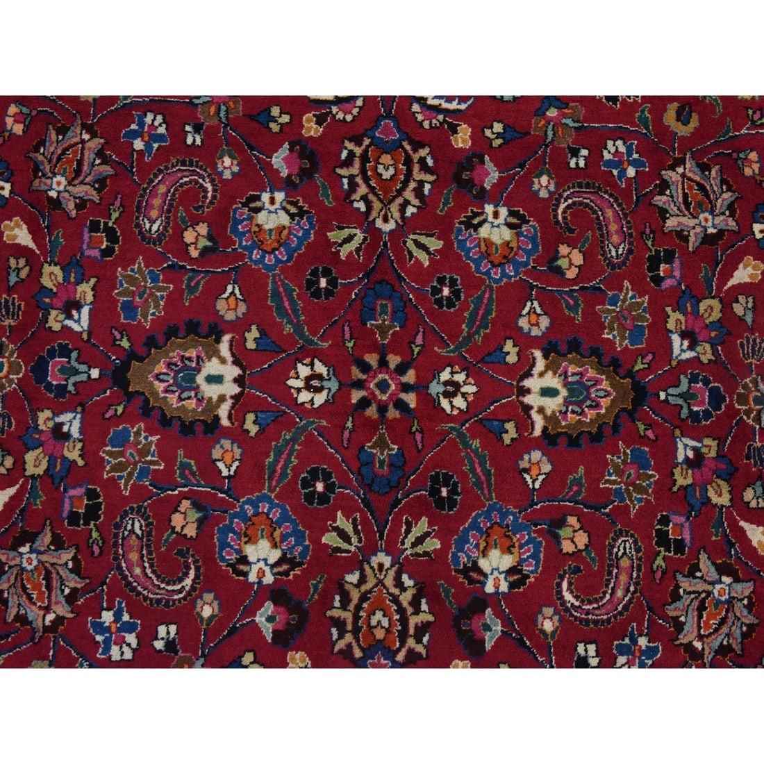 Jazzy Red Persian Meshad All Over Design Hand Knotted Pure Wool Rug - 5