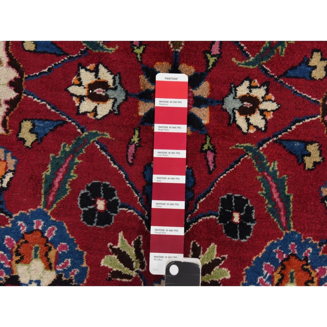 Jazzy Red Persian Meshad All Over Design Hand Knotted Pure Wool Rug - 6