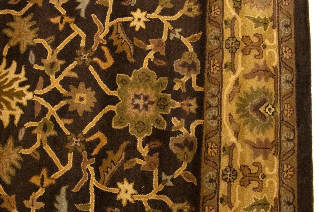 Dark Brown Floral Modern 8X11 Oriental Hand-Tufted Rug - 10