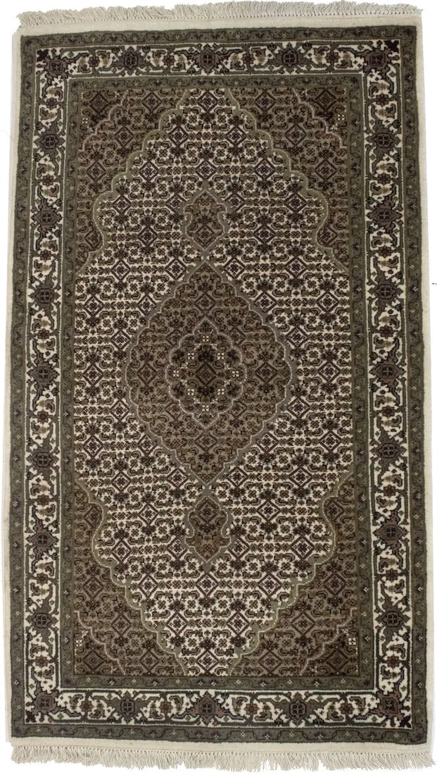 Cream Floral Geometric 3X5 Tabriz Fish Mahi Oriental Rug (1 of 6)