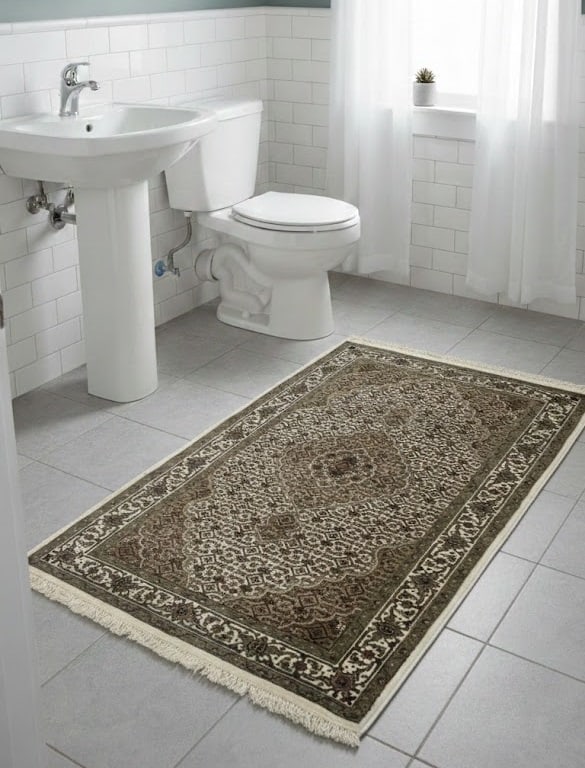 Cream Floral Geometric 3X5 Tabriz Fish Mahi Oriental Rug - 2