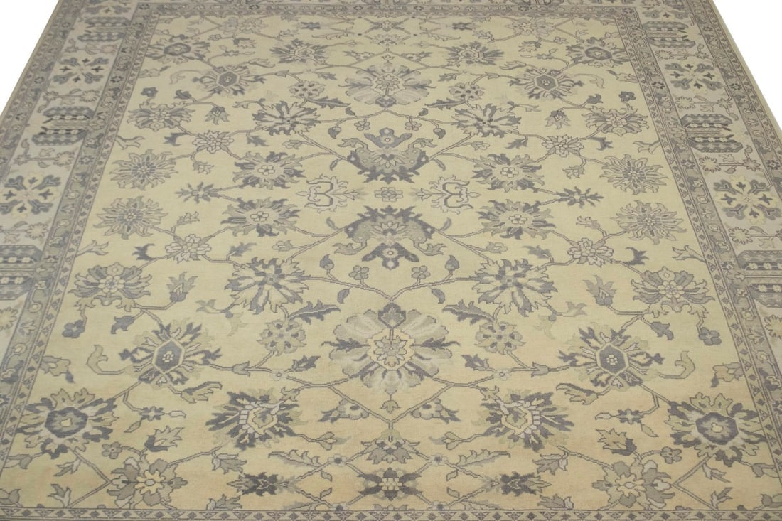 Vanilla Cream Floral 12X15 Oushak Chobi Oriental Rug - 4