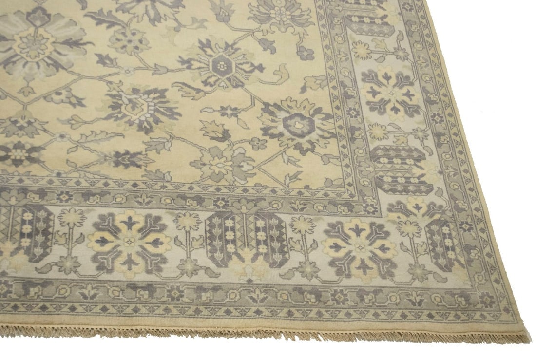 Vanilla Cream Floral 12X15 Oushak Chobi Oriental Rug - 6