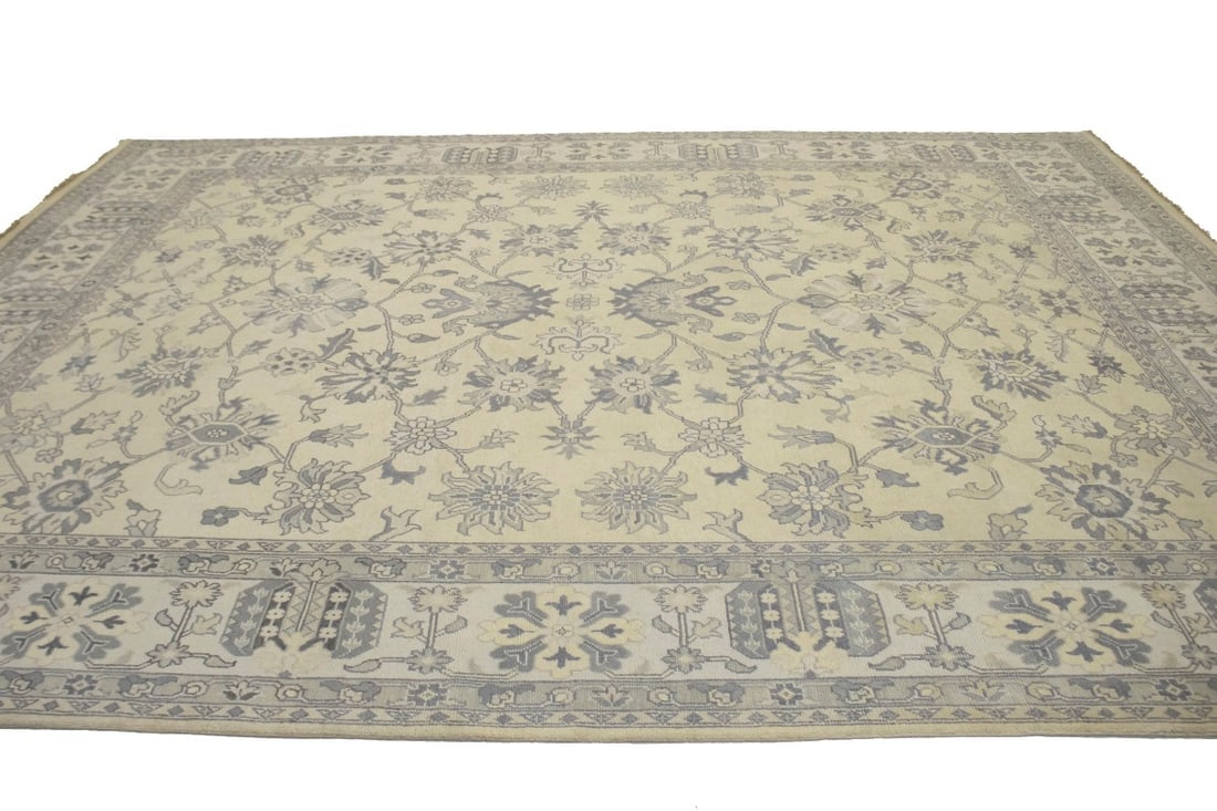 Vanilla Cream Floral 12X15 Oushak Chobi Oriental Rug - 7