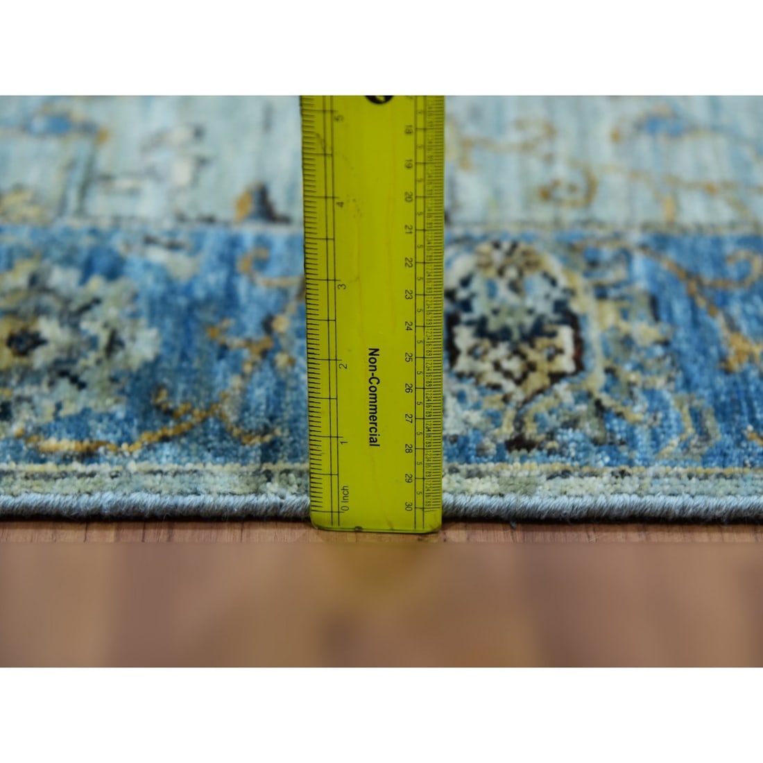 Aqua Frost Blue Extra Soft Wool Shah Abbas Hand Knotted XL Runner Rug - 6