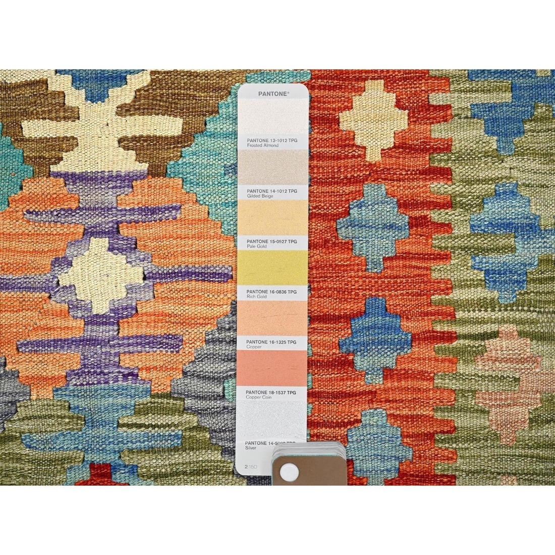 Colorful Afghan Kilim Geometric Pattern Hand Woven Flat Weave Wool Rug - 4