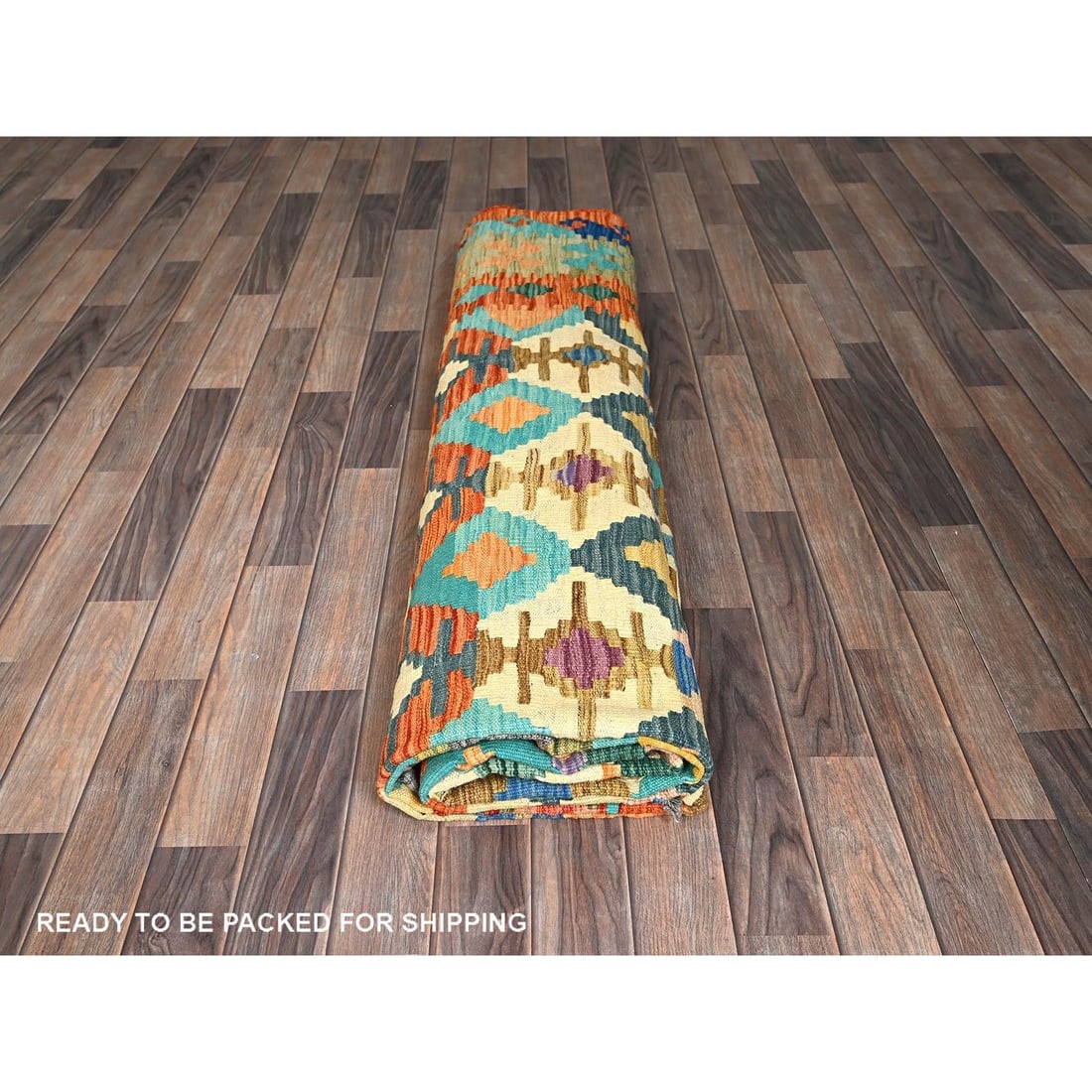Colorful Afghan Kilim Geometric Pattern Hand Woven Flat Weave Wool Rug - 5