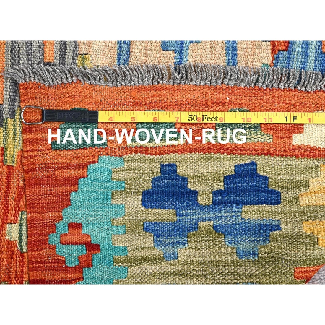 Colorful Afghan Kilim Geometric Pattern Hand Woven Flat Weave Wool Rug - 6