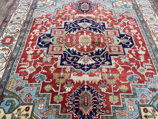 Colorful Persian Design Heriz Rug-5203 - 9
