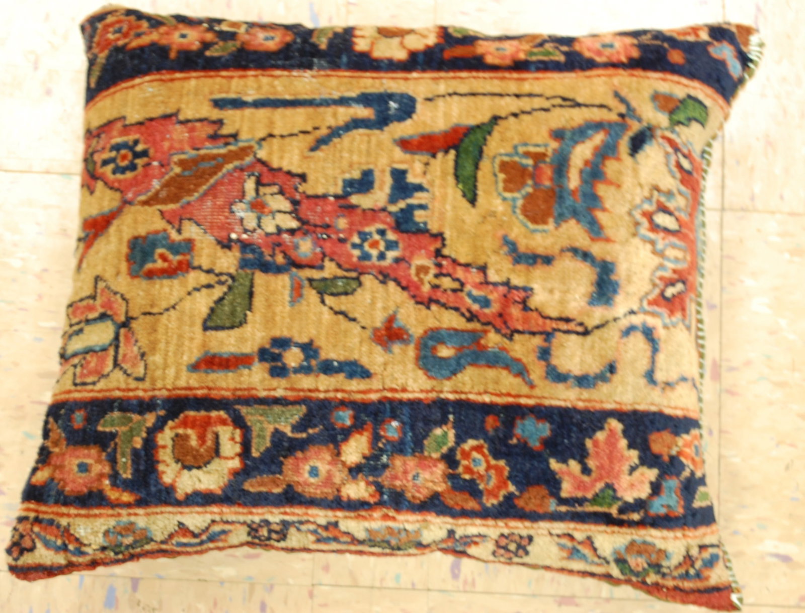 Hand-Made antique rug Pillow Cushion Rug 1'2" x 1' 8": Title:Hand-Made antique rug Pillow Cushion Rug 1'2" x 1' 8" Descritpion:Antique detailed design hand made functional_useable pillow_cushion with exact size of 1'2" x 1' 8" the pillow is filled with po