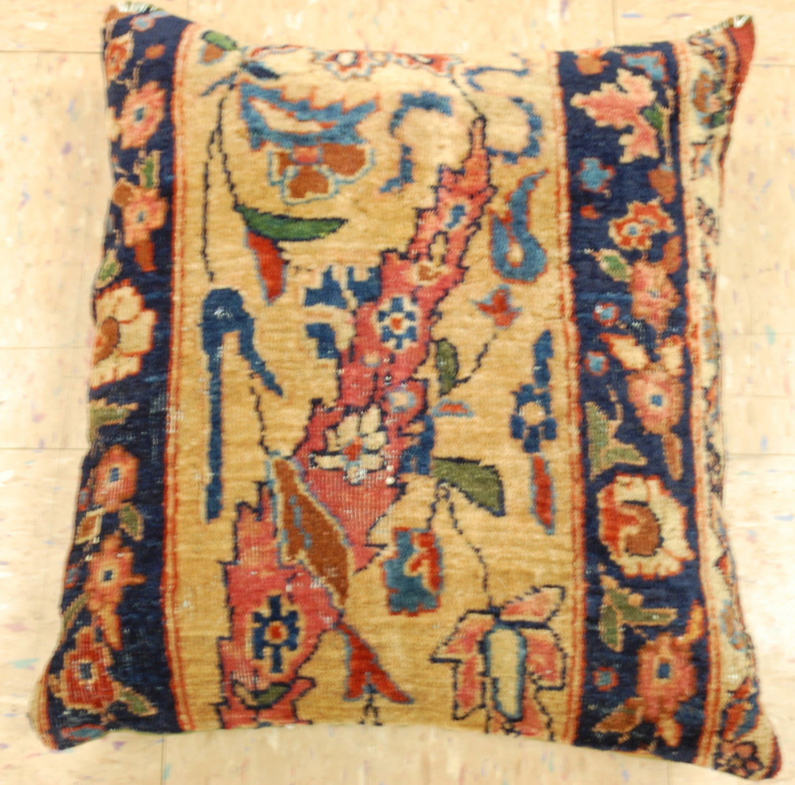 Hand-Made antique rug Pillow Cushion Rug 1'2" x 1' 8" - 5
