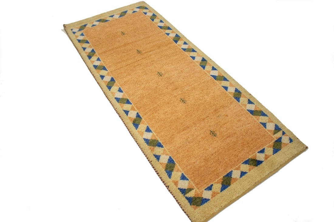 Rusty Peach Bordered Tribal 2'9X6'4 Indo-Gabbeh Oriental Rug - 5
