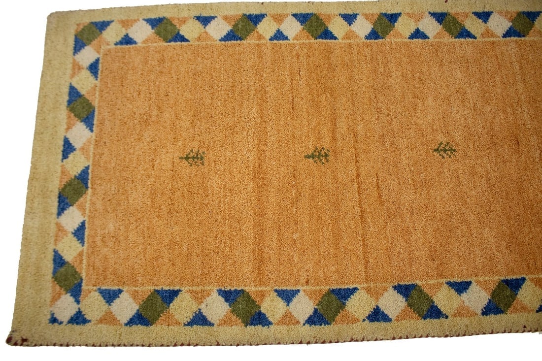 Rusty Peach Bordered Tribal 2'9X6'4 Indo-Gabbeh Oriental Rug - 7