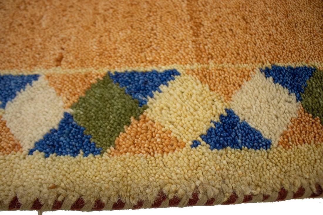 Rusty Peach Bordered Tribal 2'9X6'4 Indo-Gabbeh Oriental Rug - 9