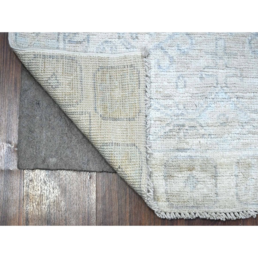 Ivory Anatolian Tribal Geometric Medallions Runner Oriental Rug - 2