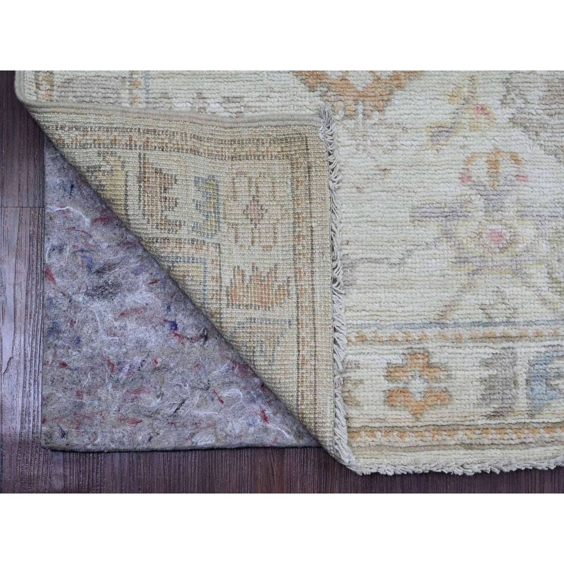 Gray Hand Knotted Afghan Angora Oushak Leaf Design All Wool Runner Rug - 2