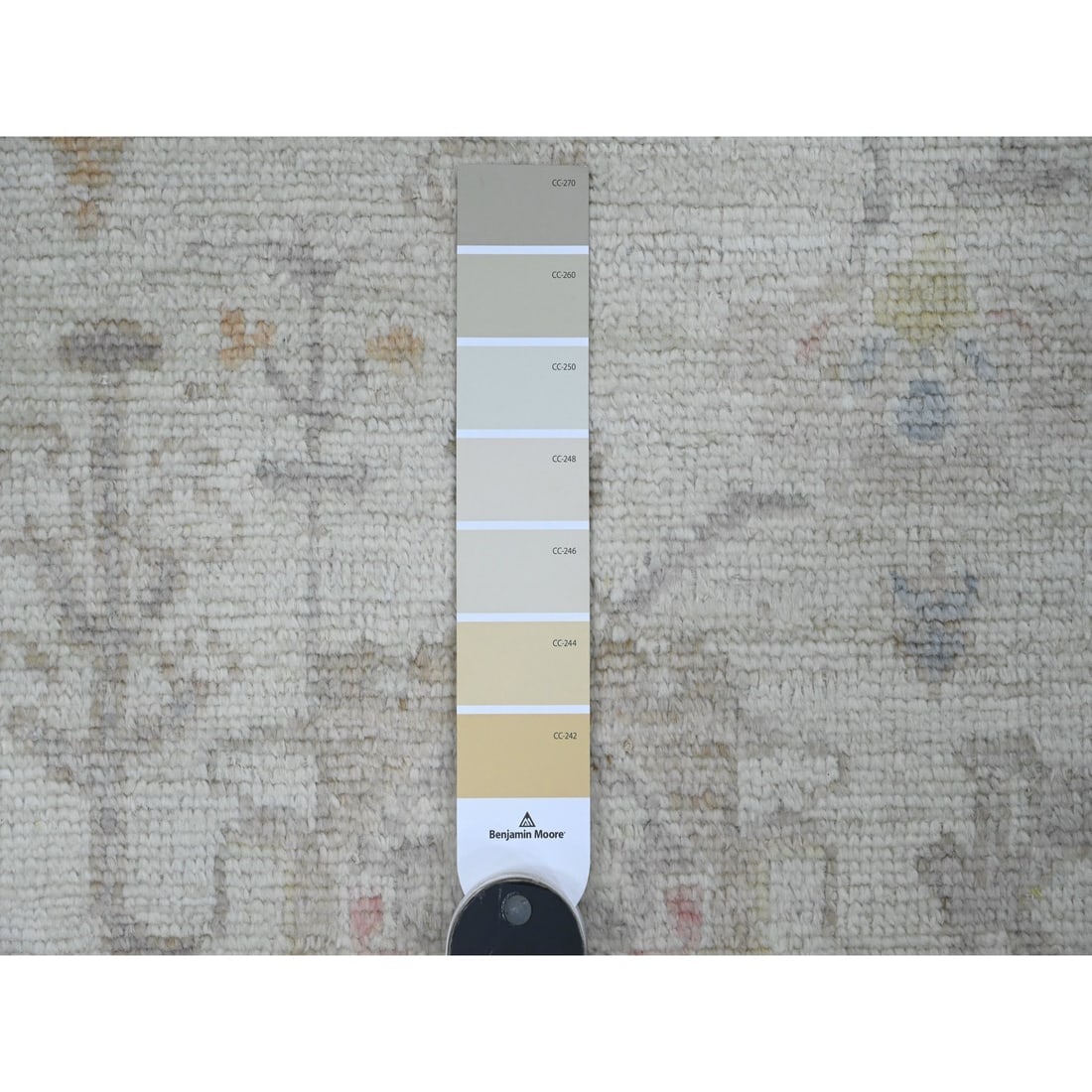 Gray Hand Knotted Afghan Angora Oushak Leaf Design All Wool Runner Rug - 3