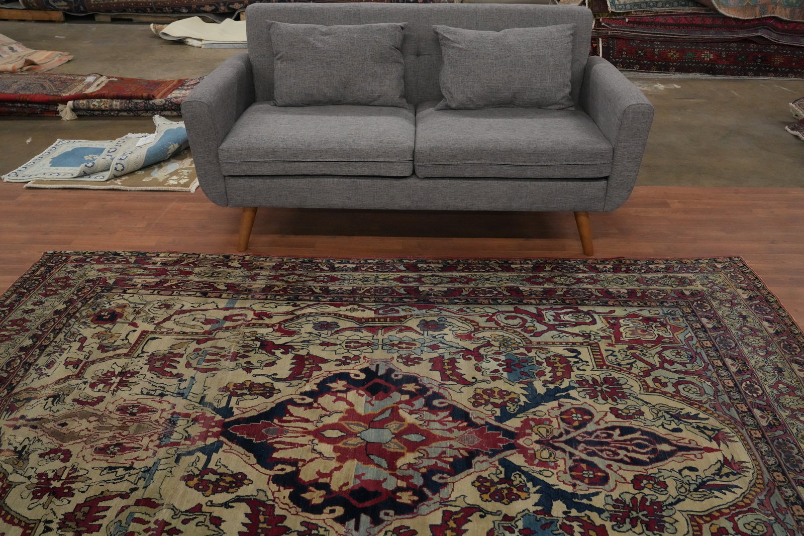 Pre-1900 Vegetable Dye Kerman Ravar Persian Area Rug 7x9 - 3