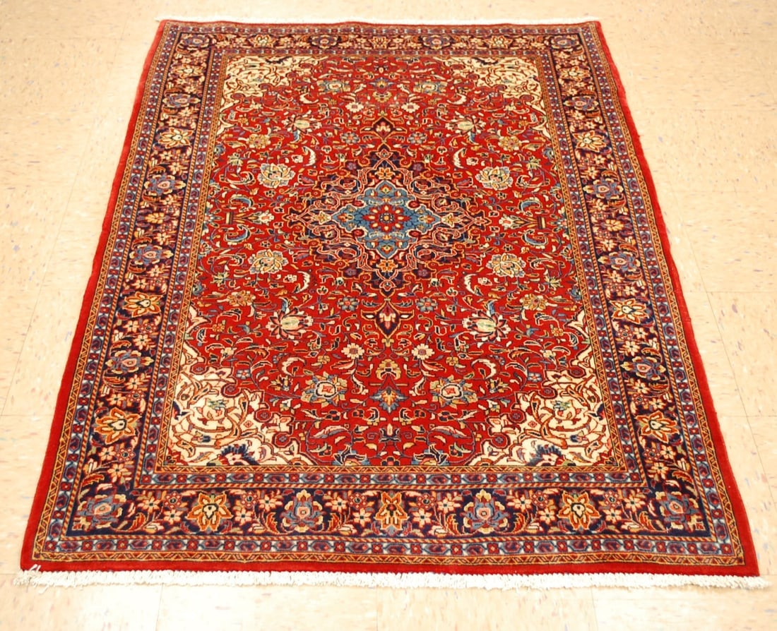 Persian SARUK RUG 3.7x5.3: Title: Persian SARUK RUG 3.7x5.3 Descritpion:OLD, ANTIQUE NATURAL DYE COLOR COMBINATION_HIGH KPSI WITH FINE KORK WOOL AUTHENTIC HAND KNOTTED Persian SARUK RUG size is 3' 7" x 5' 3"...............Wonde