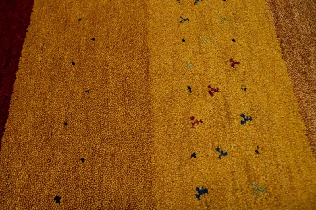 Golden Yellow Tribal 4X6 Indo-Gabbeh Oriental Rug - 7