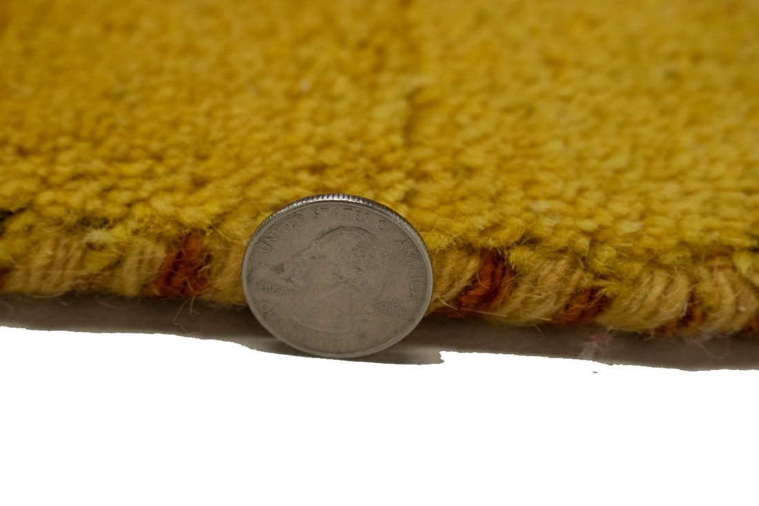 Golden Yellow Tribal 4X6 Indo-Gabbeh Oriental Rug - 9