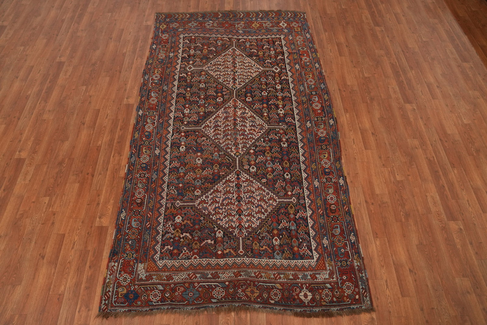Pre-1900 Vegetable Dye Qashqai Persian Area Rug 5x9 - 2