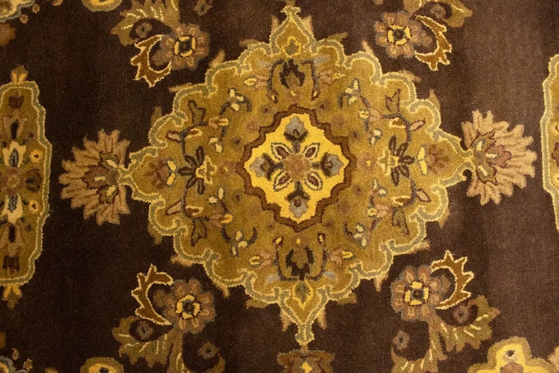 Dark Brown Floral Modern 8X11 Oriental Hand-Tufted Rug - 8