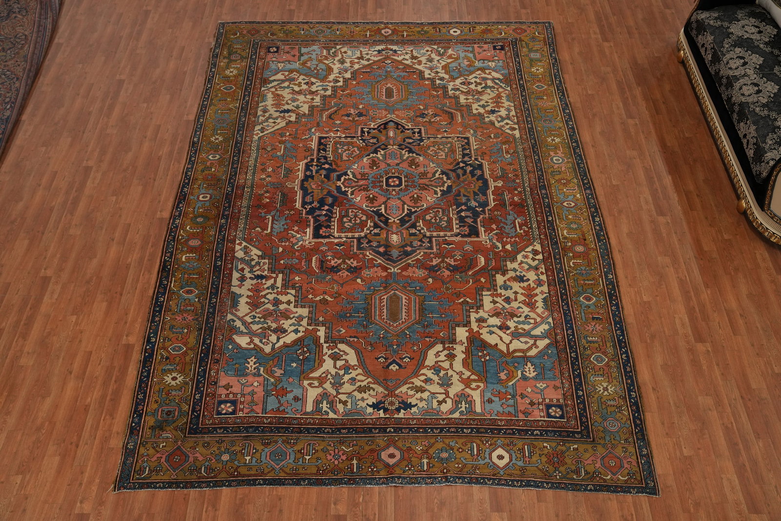 Pre-1900 Vegetable Dye Heriz Serapi Persian Large Rug 10x14 - 2
