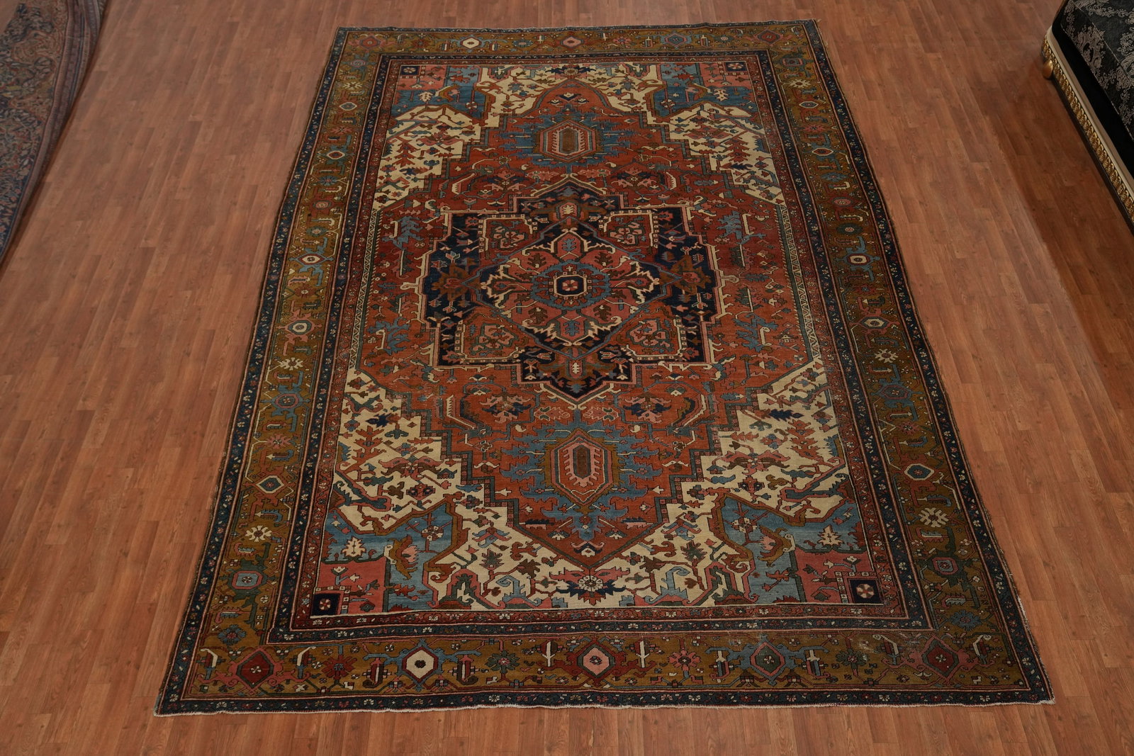 Pre-1900 Vegetable Dye Heriz Serapi Persian Large Rug 10x14 - 4